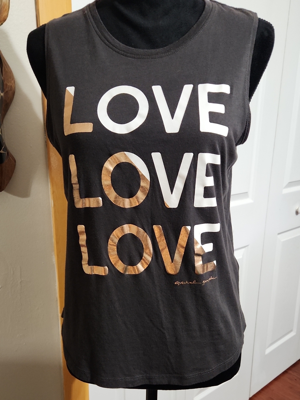 Spiritual Gangster Black Tank with Gold & White LOVE Graphic